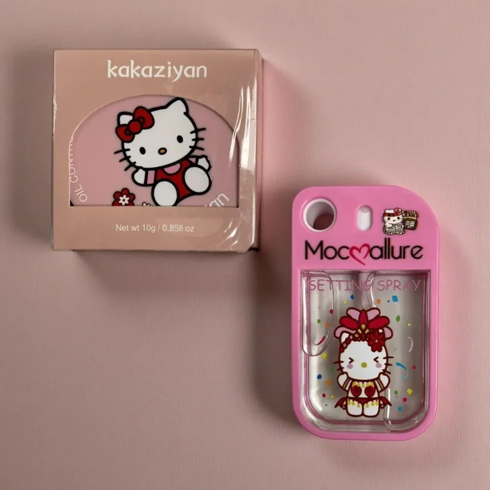NWT NIB Mocallure Hello Kitty Loose Setting Powder Compact and Setting Spray Set